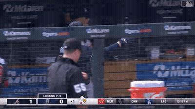 A Baseball Game Is Being Played Between The Tigers And The Dodgers GIF