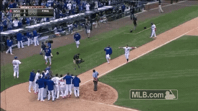 A Baseball Game Is Being Played Between Wsh And Cubs And The Score Is 3 To 4 GIF