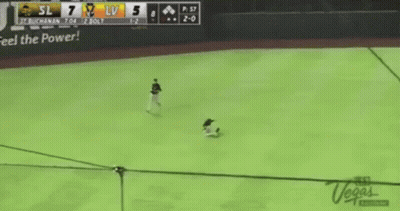 A Baseball Game Is Being Played In A Stadium And The Score Is 7 To 5 GIF