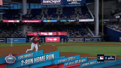 A Baseball Game Is Being Played In A Stadium Sponsored By Corona Beer GIF