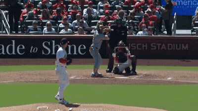 A Baseball Game Is Being Played In A Stadium That Says Made To Shine GIF
