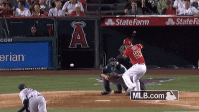 A Baseball Game Is Being Played In Front Of A Banner For State Farm GIF