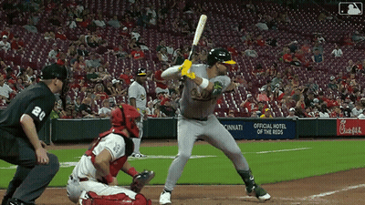 A Baseball Game Is Being Played In Front Of A Chick-Fil-A Banner GIF