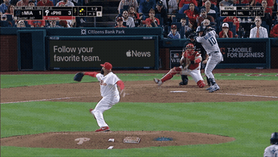A Baseball Game Is Being Played In Front Of A Citizens Bank Park Banner GIF