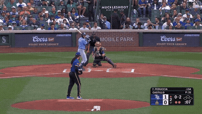 A Baseball Game Is Being Played In Front Of A Coors Sign GIF