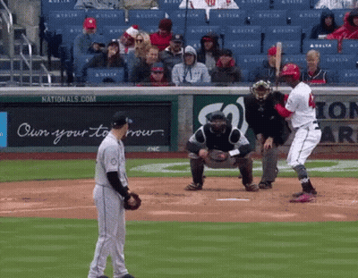 A Baseball Game Is Being Played In Front Of A Nationals.com Sign GIF