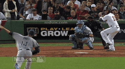 A Baseball Game Is Being Played In Front Of A Redsox.com Banner GIF