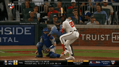 A Baseball Game Is Being Played In Front Of A Trust Bank Ad GIF