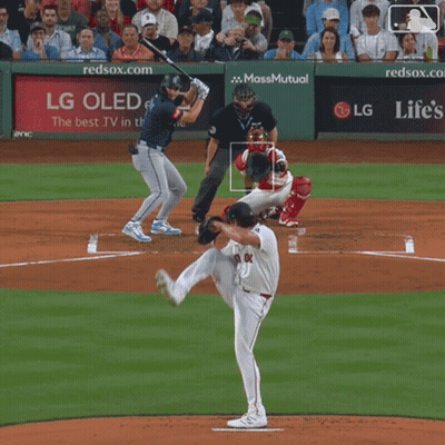 A Baseball Game Is Being Played In Front Of An Ad For Lg GIF