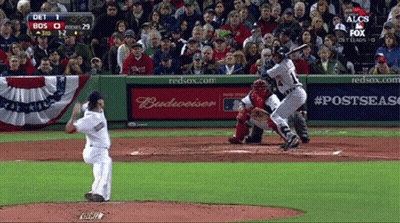A Baseball Game Is Being Played With A Budweiser Ad In The Outfield GIF
