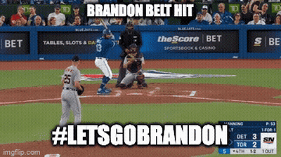 A Baseball Game Is Being Played With A #Letsgobrandon Hashtag Being Used GIF