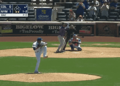 A Baseball Game Is Being Played With Advertisements For Bigelow And Clover GIF