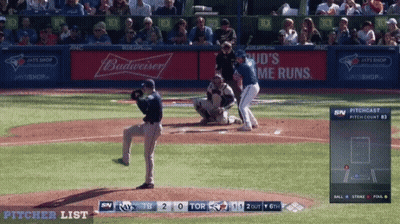 A Baseball Game Is Being Played With An Ad For Budweiser GIF