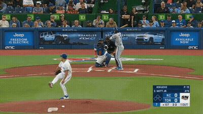 A Baseball Game Is Being Played With Jeep Advertisements On The Fence GIF