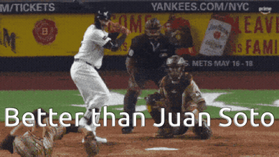 A Baseball Game Is Being Played With The Words Better Than Juan Soto In The Corner GIF