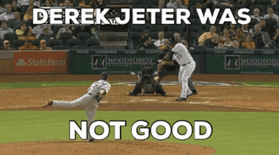 A Baseball Game Is Being Played With The Words Derek Jeter Was Not Good GIF