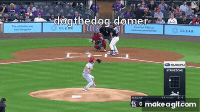 A Baseball Game Is Being Played With The Words Dog The Dog Domer In The Upper Right Corner GIF