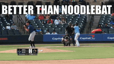 A Baseball Game With The Words Better Than Noodlebat On The Top GIF