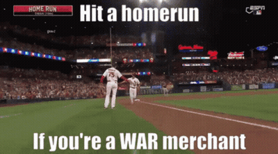 A Baseball Game With The Words Hit A Home Run If You 'Re A War Merchant GIF