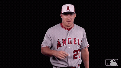 A Baseball Player For The Angels Poses For A Picture GIF