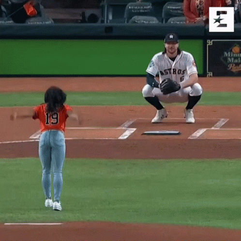 A Baseball Player For The Astros Is Kneeling On The Field GIF