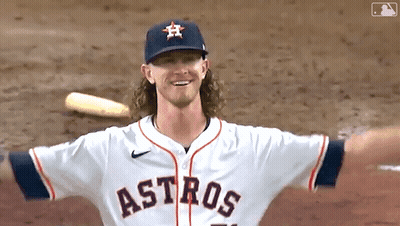 A Baseball Player For The Astros Is Standing On The Field GIF