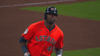 A Baseball Player For The Astros Wears A Red Jersey GIF