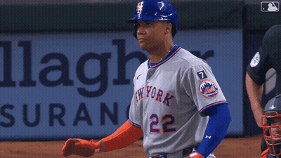 A Baseball Player For The New York Mets Is Running GIF