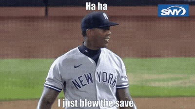 A Baseball Player For The New York Yankees Is Smiling GIF