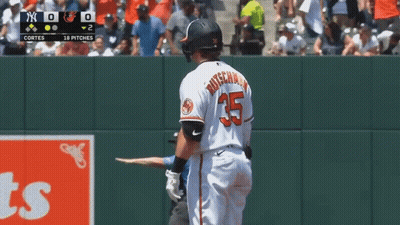 A Baseball Player For The Orioles Is Standing On The Field GIF
