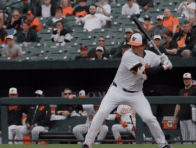 A Baseball Player Getting Ready To Swing At A Ball In Front Of A Crowd GIF