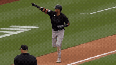A Baseball Player In A Black Jersey With The Word Rays On It GIF