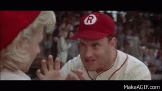 A Baseball Player In A Red Hat Is Talking To A Woman In A Red Hat . GIF