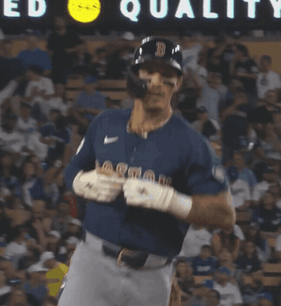 A Baseball Player In Front Of A Sign That Says " Sted Qualit " GIF