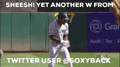 A Baseball Player Is Dancing On The Field With A Caption That Says Twitter User @Soxyback GIF