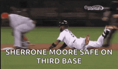 A Baseball Player Is Safe On The Third Base GIF