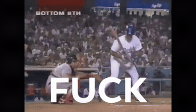 A Baseball Player Is Swinging A Bat And The Word Fuck Is Visible GIF