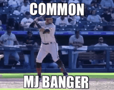 A Baseball Player Is Swinging A Bat At A Ball And A Meme Is Being Created . GIF
