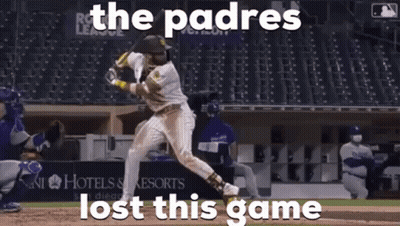 A Baseball Player Is Swinging At A Pitch While The Padres Lost This Game GIF