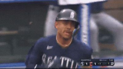 A Baseball Player Is Wearing A Jersey That Says Quantrill GIF
