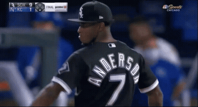 A Baseball Player Named Anderson Is Wearing A Black Jersey GIF