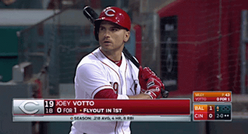 A Baseball Player Named Joey Votto Is Batting In A Game GIF