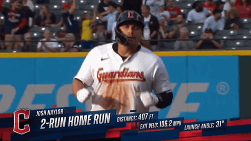A Baseball Player Named Josh Naylor Is Running Towards Home Plate GIF
