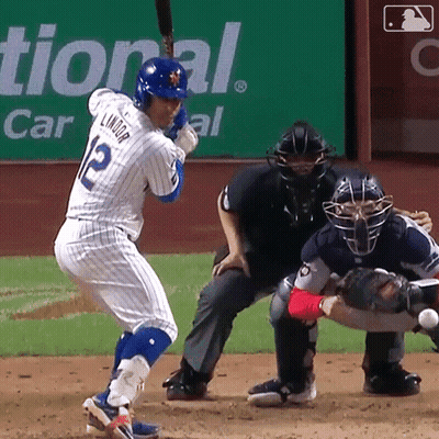 A Baseball Player Named Lincoln Is Swinging At A Pitch GIF