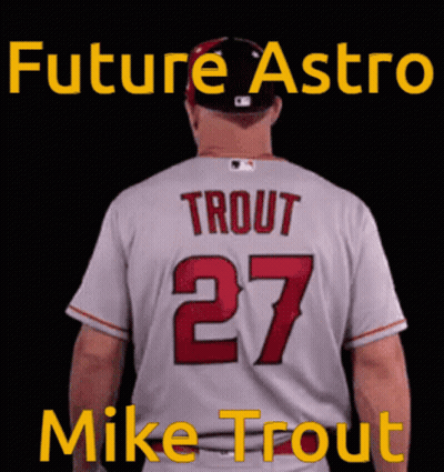 A Baseball Player Named Mike Trout Is Wearing A Number 27 Jersey GIF