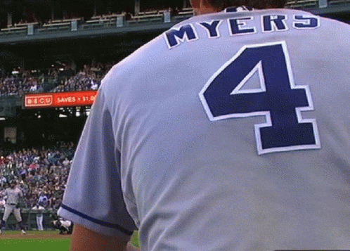 A Baseball Player Named Myers Wears A Number 4 Jersey GIF