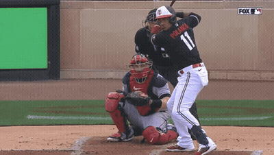 A Baseball Player Named Polanco Is About To Swing At A Pitch GIF