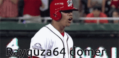 A Baseball Player Named Rayquza64 Domer Is Standing On The Field GIF