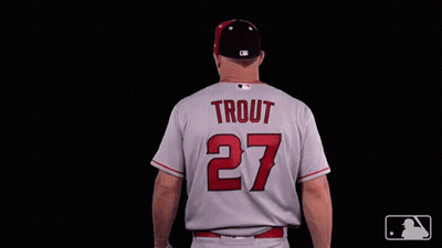 A Baseball Player Named Trout Is Wearing A Number 27 Jersey GIF