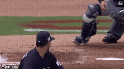 A Baseball Player Wearing A Hat That Says ' Mlb ' On The Back GIF